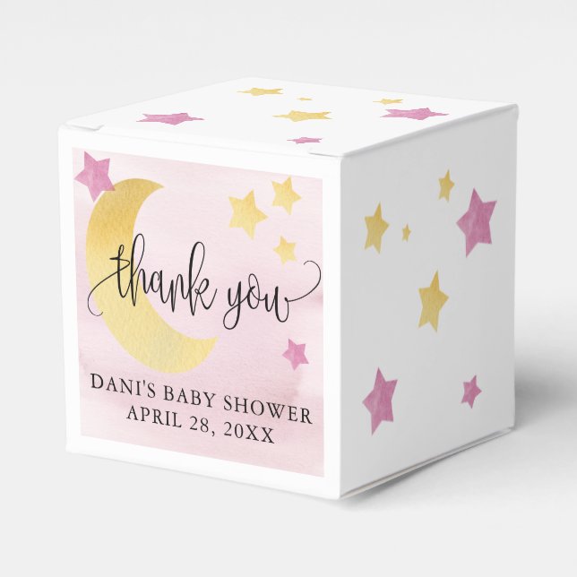 Über dem Mond, Pink Baby Duschmäppchen kleine Star Geschenkschachtel (Vorderseite)