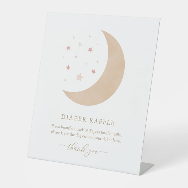 Über dem Mond Pink Girl Duschkabine Windeln Windel Sockelschild (Vorderseite)