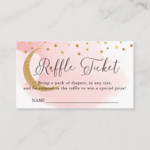 Über dem Mond, rosa, Baby Dusche Raffle Ticket Begleitkarte