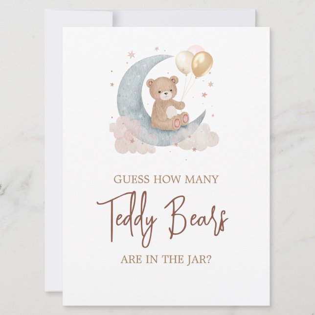Über dem Mond schätzen, wie viele Teddy Bears Game Einladung (Vorderseite)