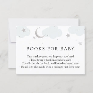 Über dem Mond Silver Blue Books for Baby Card Einladung
