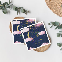 Über dem Mond Stars rosa Babydusche Einladung Serviette