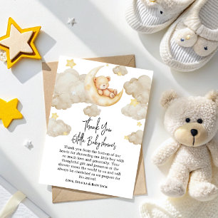 Über dem Mond Sterne Teddybär-Baby-Party Dankeskarte
