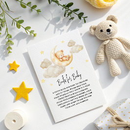 Über dem Mond Teddy Bärenbücher für Babydusche Begleitkarte