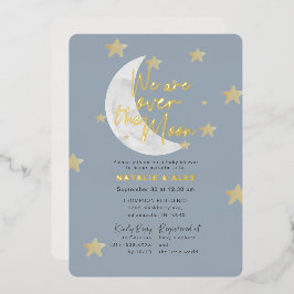 Über dem Mond und den Sternen Babydusche Folieneinladung