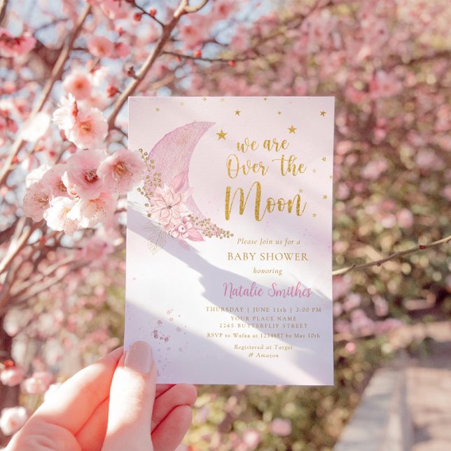 Über dem Mond und den Sternen Wasserfarbe Mädchen  Einladung (Von Creator hochgeladen)