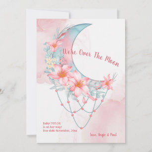 Über dem Mond verkündete Blumenschwangerschaft Einladung