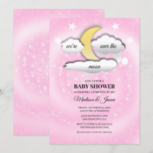 Über dem Mond Wolken & Stars Babydusche Einladung
