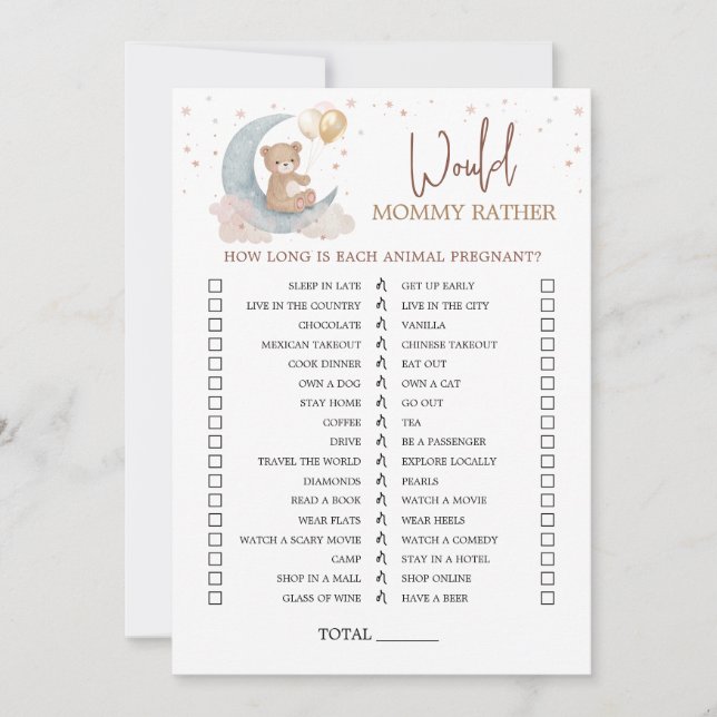 Über dem Mond würde eine Babydusche eher eine Kart Einladung (Vorderseite)