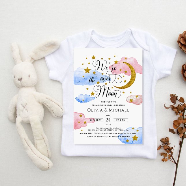 Über dem Mond zeigen Rosa und Blau Einladung (Von Creator hochgeladen)