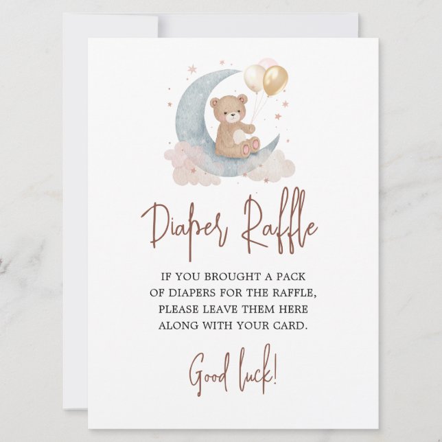 Über dem Mondschlupf-Raffle-Game-Card-Teddybär Einladung (Vorderseite)