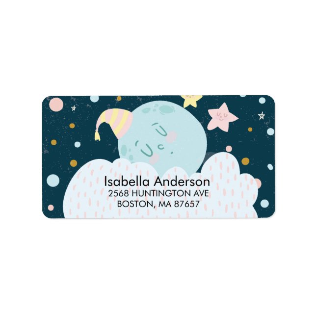 Über dem Moon Babyduschenaufkleber Adressaufkleber (Vorne)