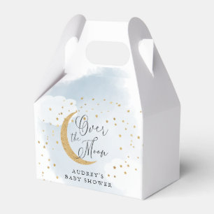 Über dem Moon Gold Stars Blue Baby Dusche Geschenkschachtel
