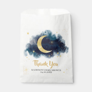 Über dem Moon Gold Stars Blue Baby Dusche Geschenktütchen