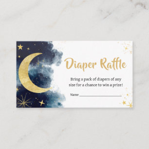 Über dem Moon Gold Stars Blue Diaper Raffle Begleitkarte