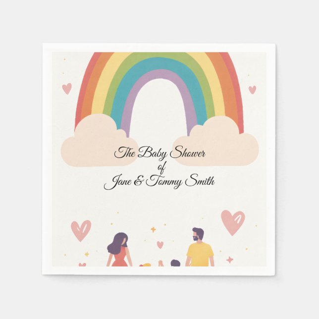 Über dem Rainbow Baby Shower Party Serviette (Vorderseite)