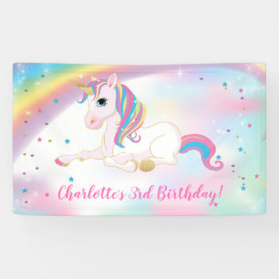 Über dem Rainbow Magical Unicorn Birthday Hintergr Banner