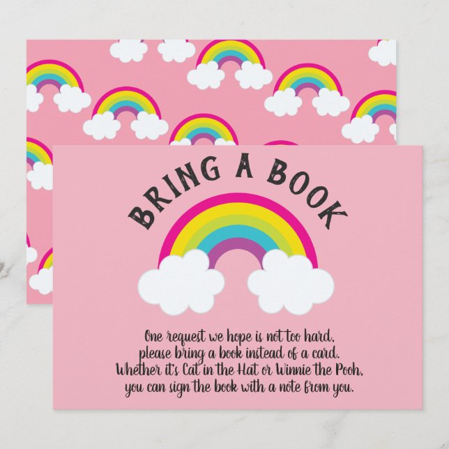 Über dem Regenbogen ein Buch bringen Einladung (Vorne/Hinten)
