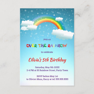 Über dem Regenbogen-Geburtstags-Party Einladung