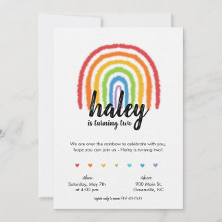 Über dem Regenbogen Wasserfarbe Geburtstag Einladu Einladung