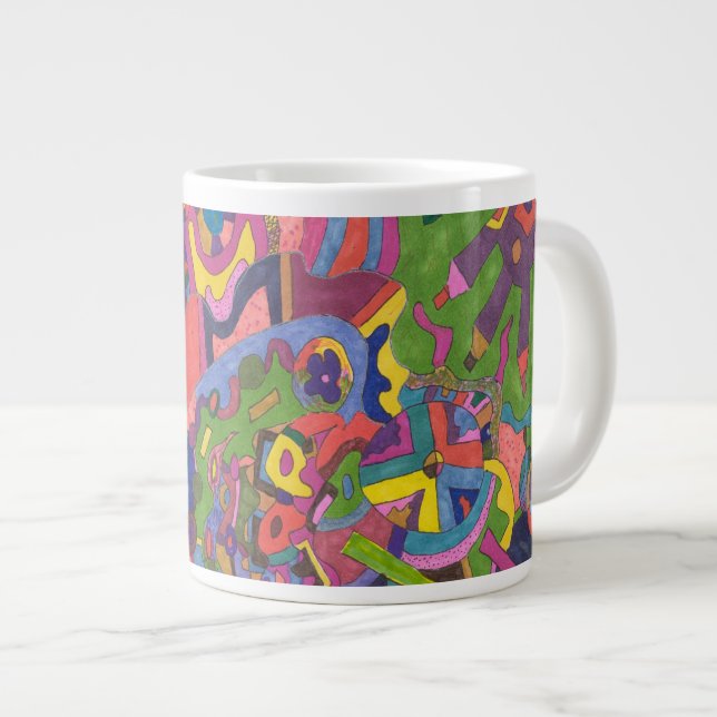 "Über dem Sturm" Abstrakte Kunst Jumbo-Tasse (Vorderseite Rechts)