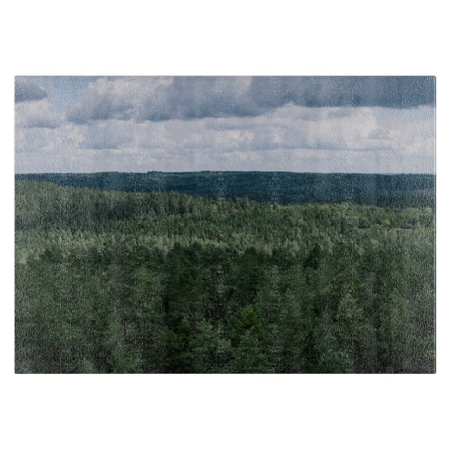 Über den Bäumen Luftbild Waldlandschaft Foto Schneidebrett (Vorderseite)
