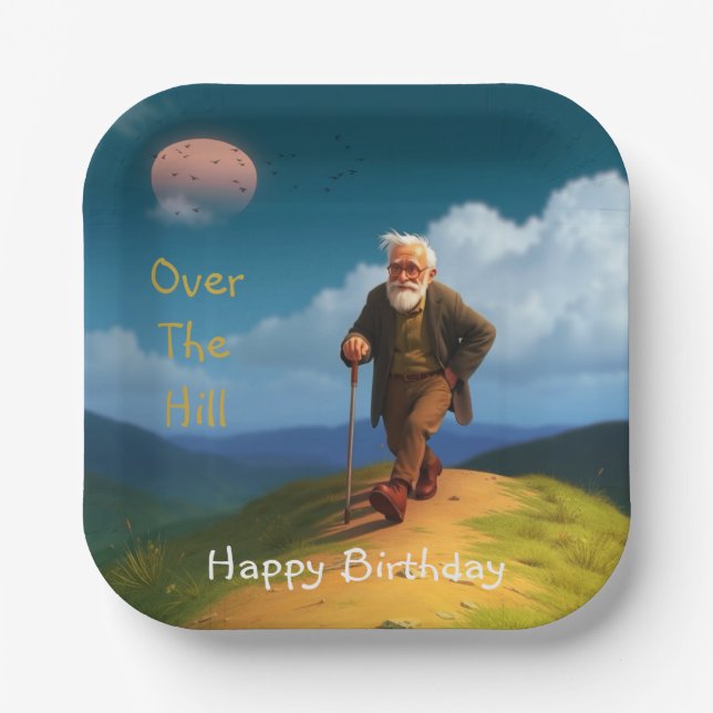 Über den Berg Geburtstag Pappteller (Vorderseite)