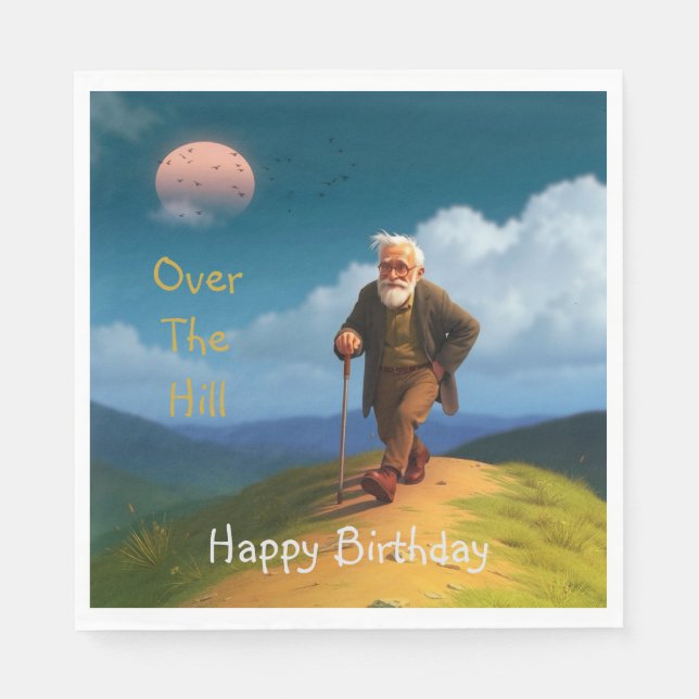 Über den Berg Geburtstag Serviette (Vorderseite)