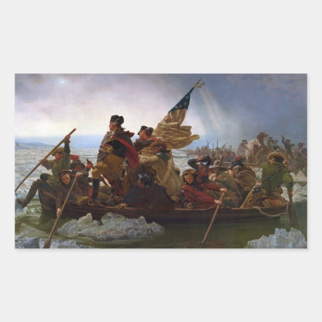 Über den Delaware River, George Washington Rechteckiger Aufkleber (Vorderseite)