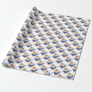 ÜBER DEN FLUSS Rotes Chow-Geschenkpapier Geschenkpapier