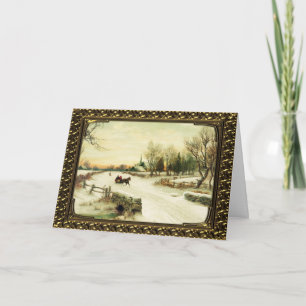 Über den Fluss - Vintage-Weihnachtskarte Feiertagskarte