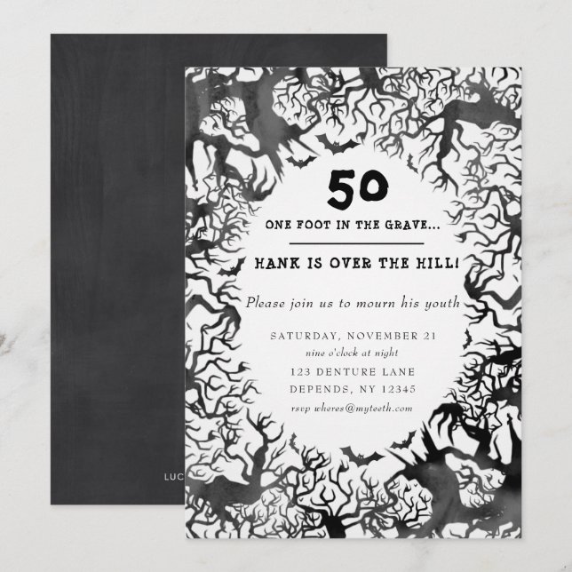 Über den Hill Geburtstagsparty Einladung (Vorne/Hinten)