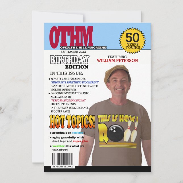 Über den Hügel 50. Geburtstag Einladungen (Vorderseite)