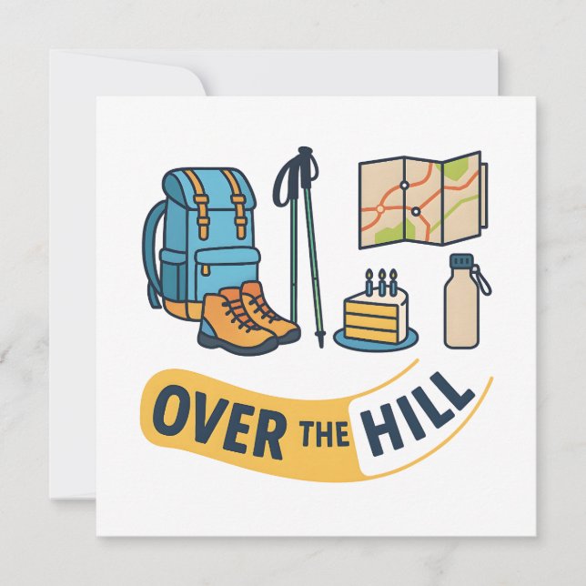 Über den Hügel Hiker Geburtstag Karte (Vorderseite)