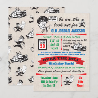 Über den Hügel Polizei Polizist Geburtstag Einladu Einladung