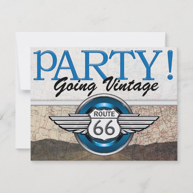 Über den Hügel - Route 66 Einladung (Vorderseite)