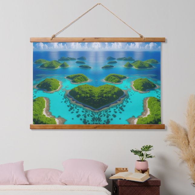 "Über den Inseln: Flucht aus dem Atlantik Wandteppich Mit Holzrahmen (Schlafzimmer)