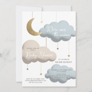 Über den Mond Baby Shower Einladung
