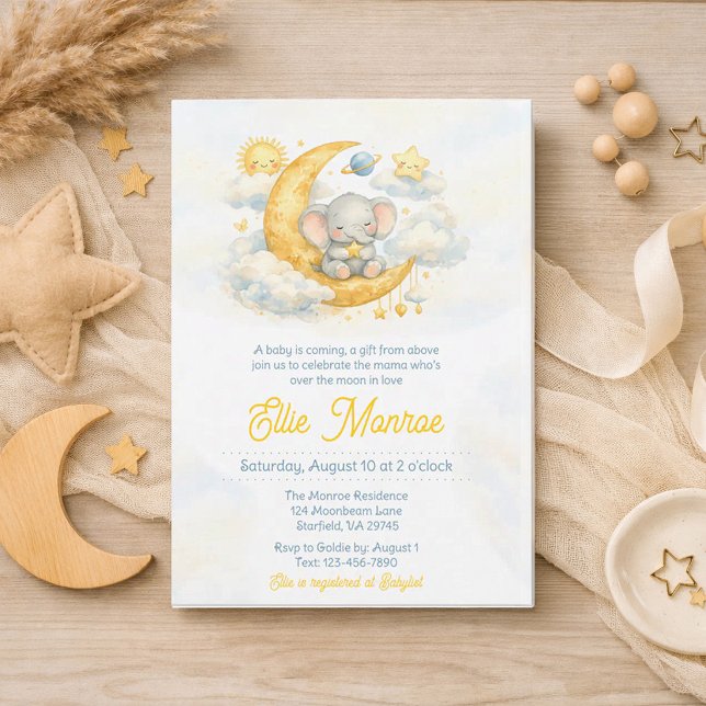 Über den Mond Baby Shower Einladung (Von Creator hochgeladen)