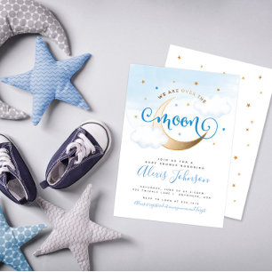 Über den Mond Baby Shower Einladung