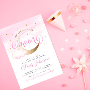 Über den Mond Baby Shower Einladung