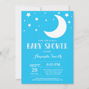 Über den Mond Baby Shower Einladung Blau