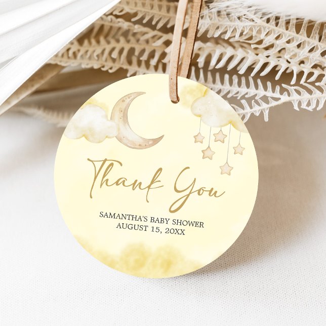 Über den Mond Baby Shower  Geschenkanhänger (Over the Moon Baby Shower Favor Tags)