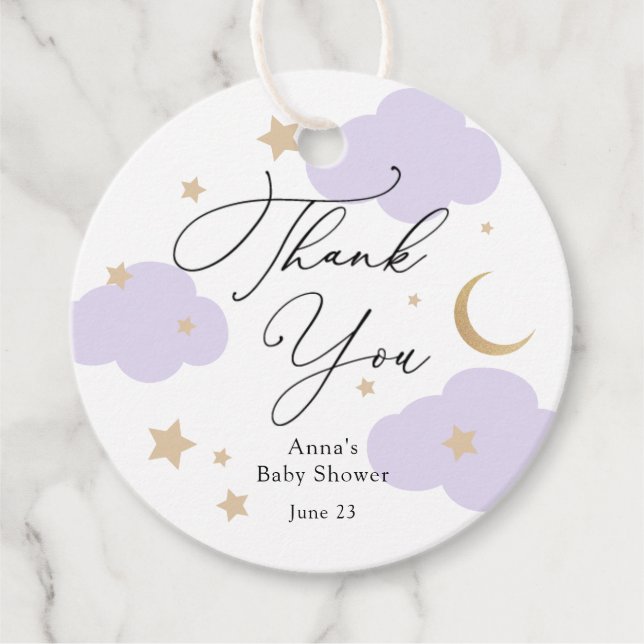 Über den Mond Baby Shower  Geschenkanhänger (Vorderseite)