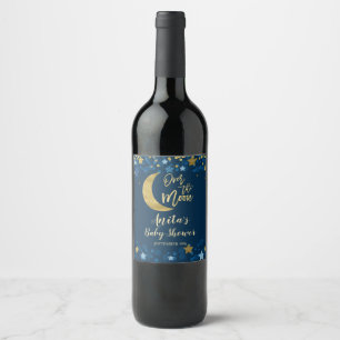 Über den Mond Baby Shower Gold Glitter Wein Etiket Weinetikett