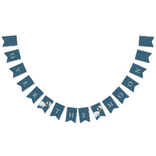 Über den Mond Baby Shower Navy Blauen Jagdfahnen Wimpelkette