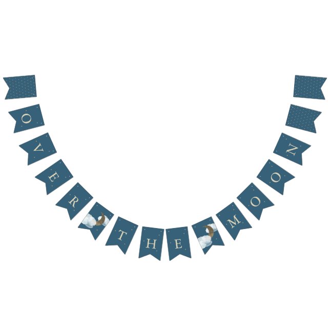 Über den Mond Baby Shower Navy Blauen Jagdfahnen Wimpelkette (Alle)
