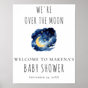 Über den Mond Baby Shower Schild