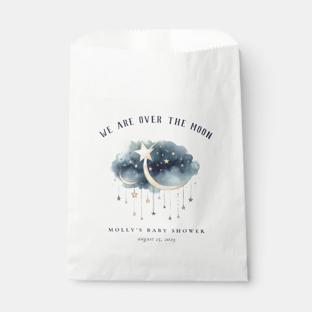 Über den Mond Babydusche Fvor-Taschen Geschenktütchen (Vorderseite)