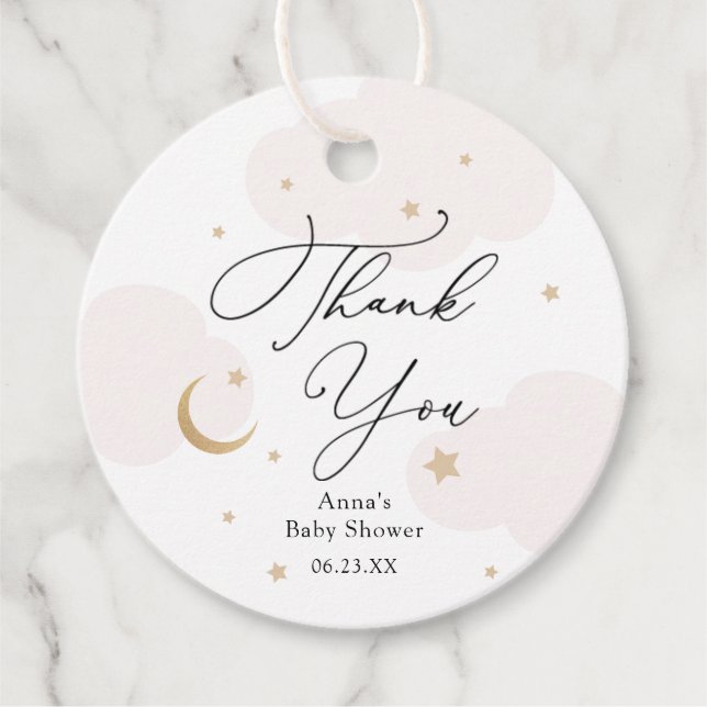 Über den Mond Babyduschteppichen Geschenkanhänger (Vorderseite)